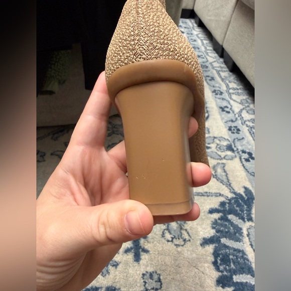 COSY ISLAND BelleVoyage Block Heel Pointed Toe Sock Ankle Booties Boots Apricot - Picture 9 of 10